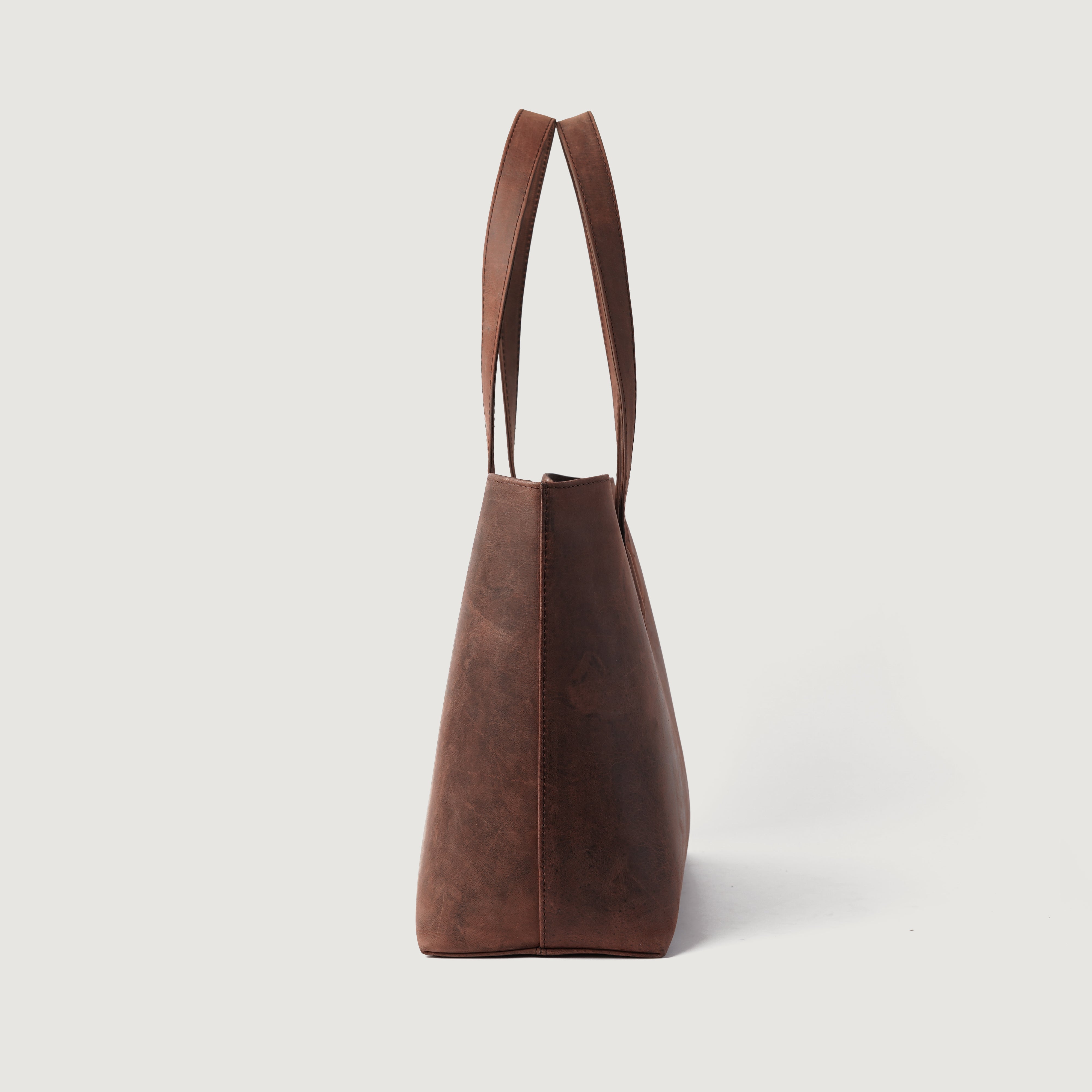 Women Vintage Distressed Brown Leather Tote Bag