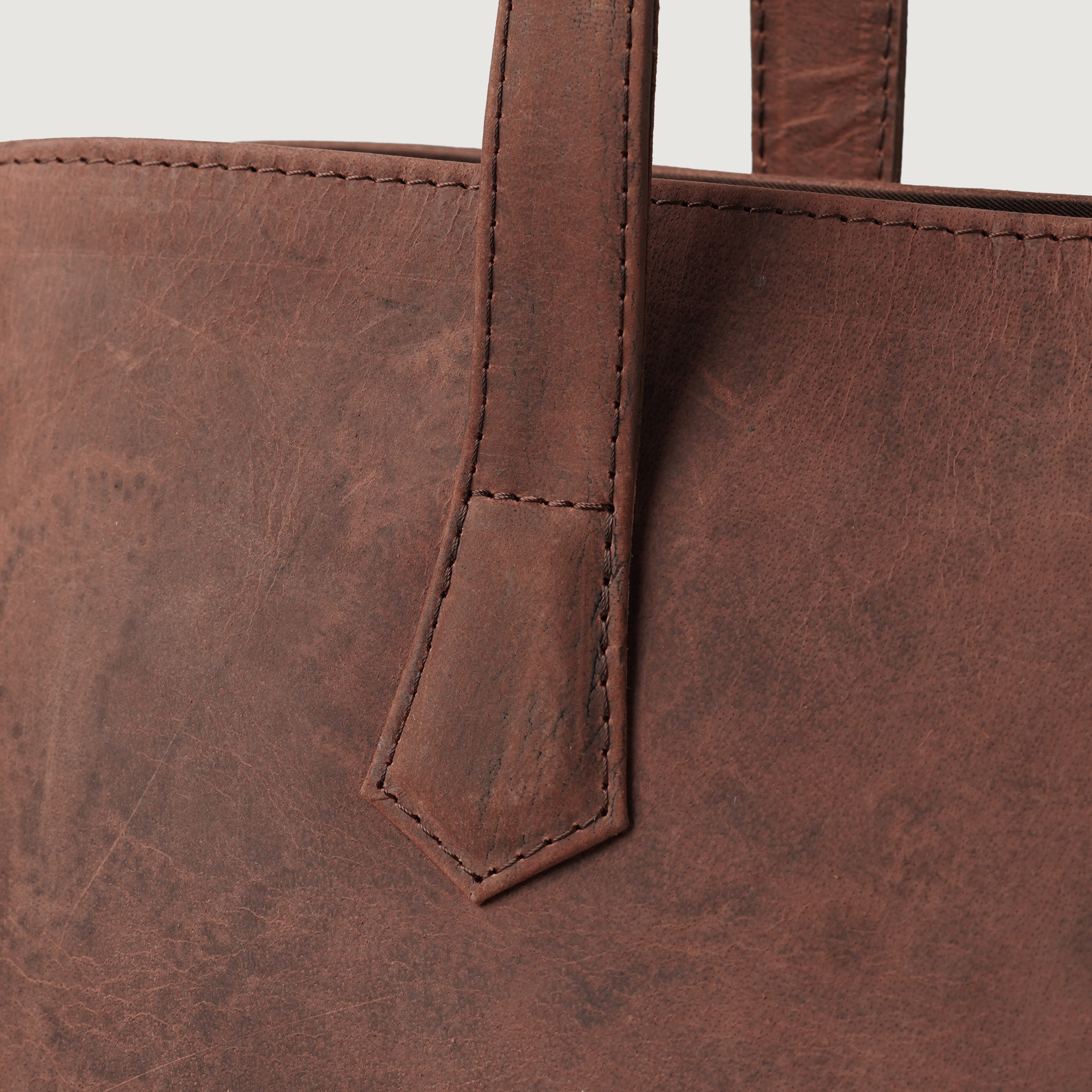 Women Vintage Distressed Brown Leather Tote Bag