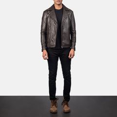 Nortin Brown Leather Biker Jacket for men