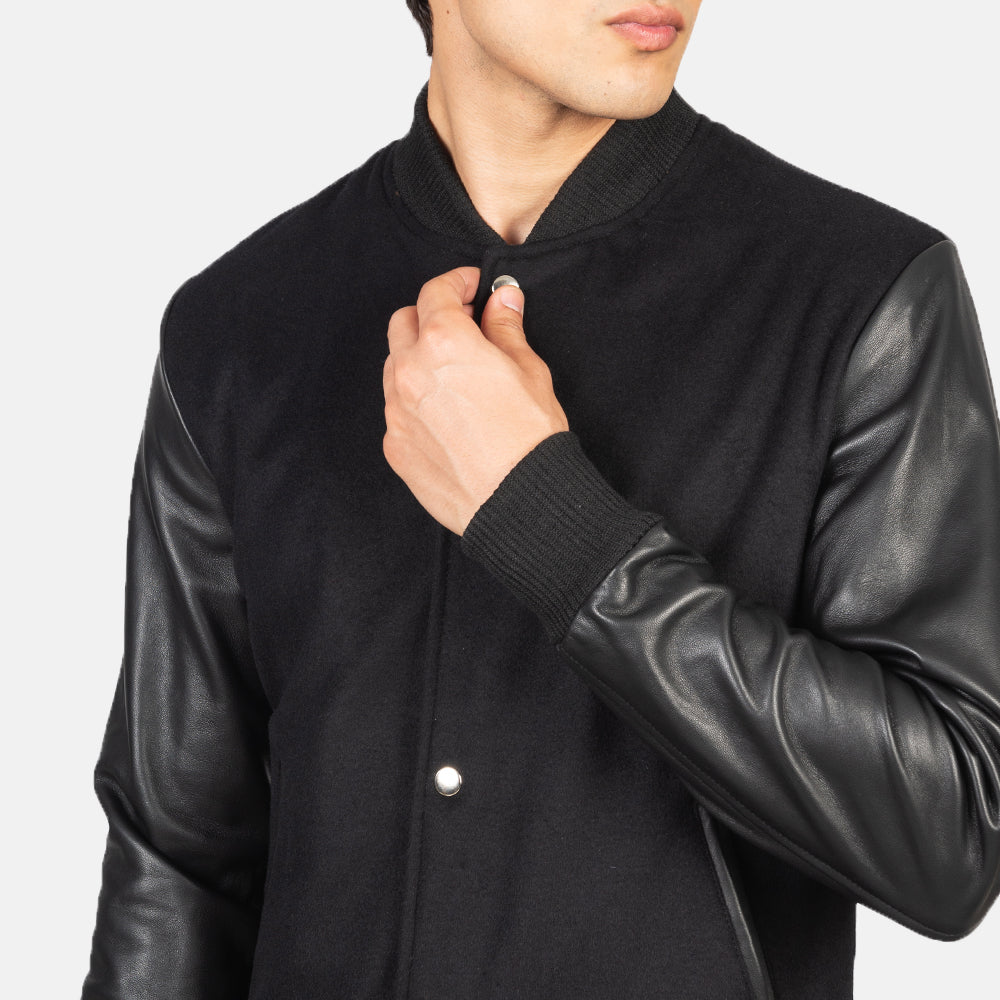Jones Black Hybrid Varsity Jacket