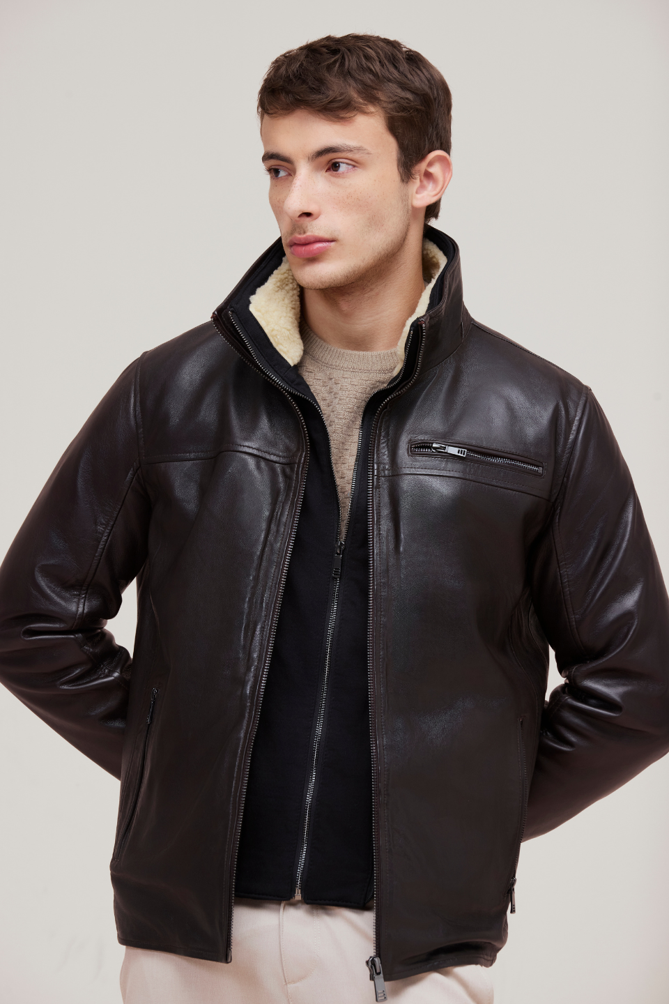 Genuine lamb leather jacket for men