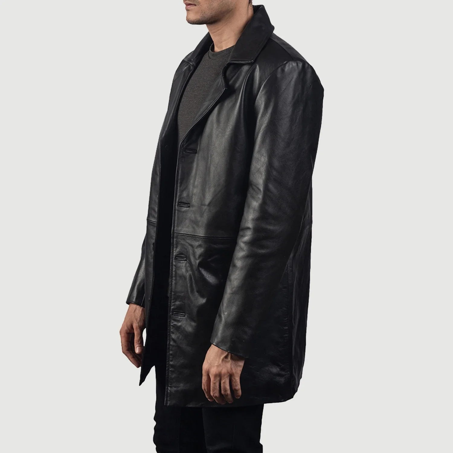 Smith Black Leather Coat