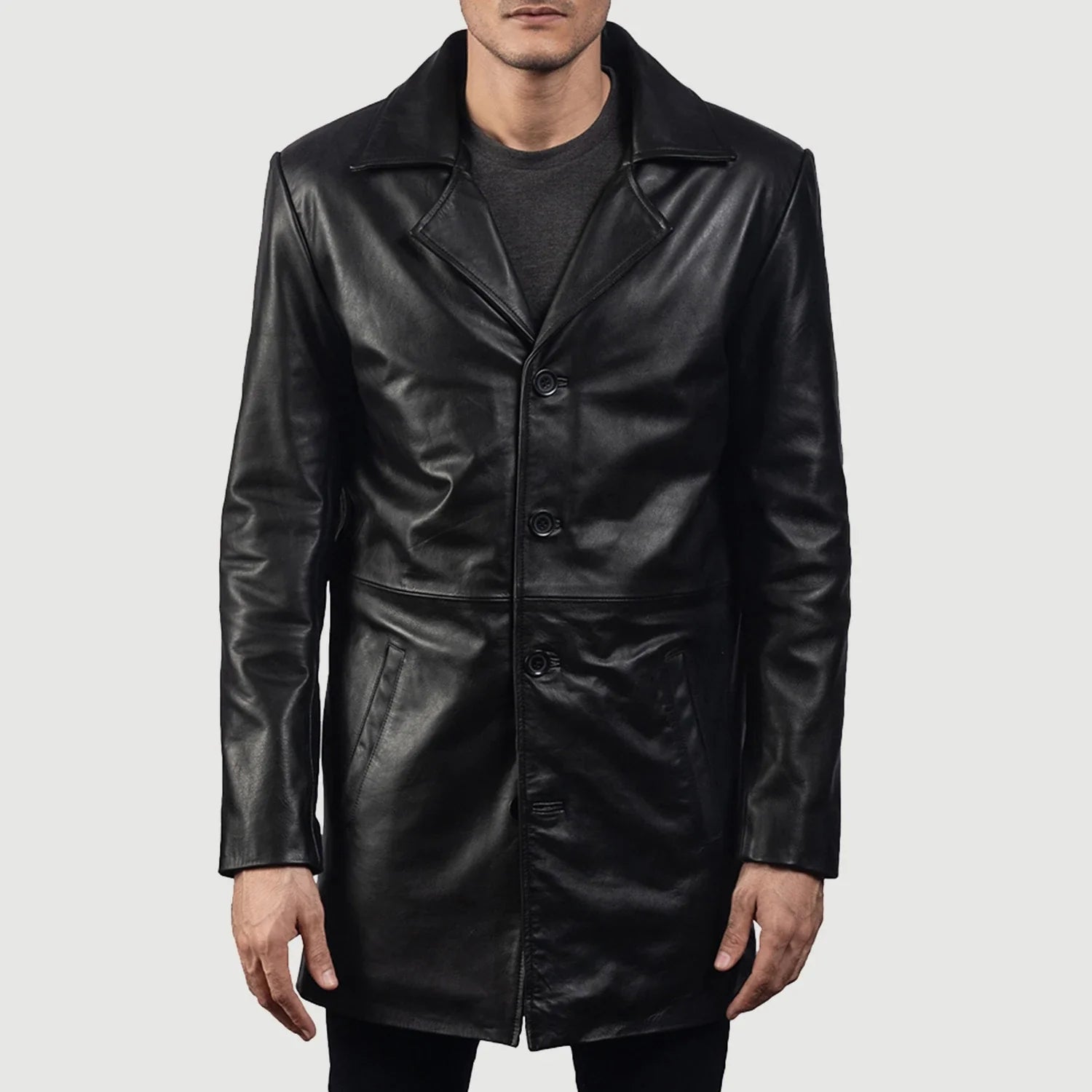 Smith Black Leather Coat