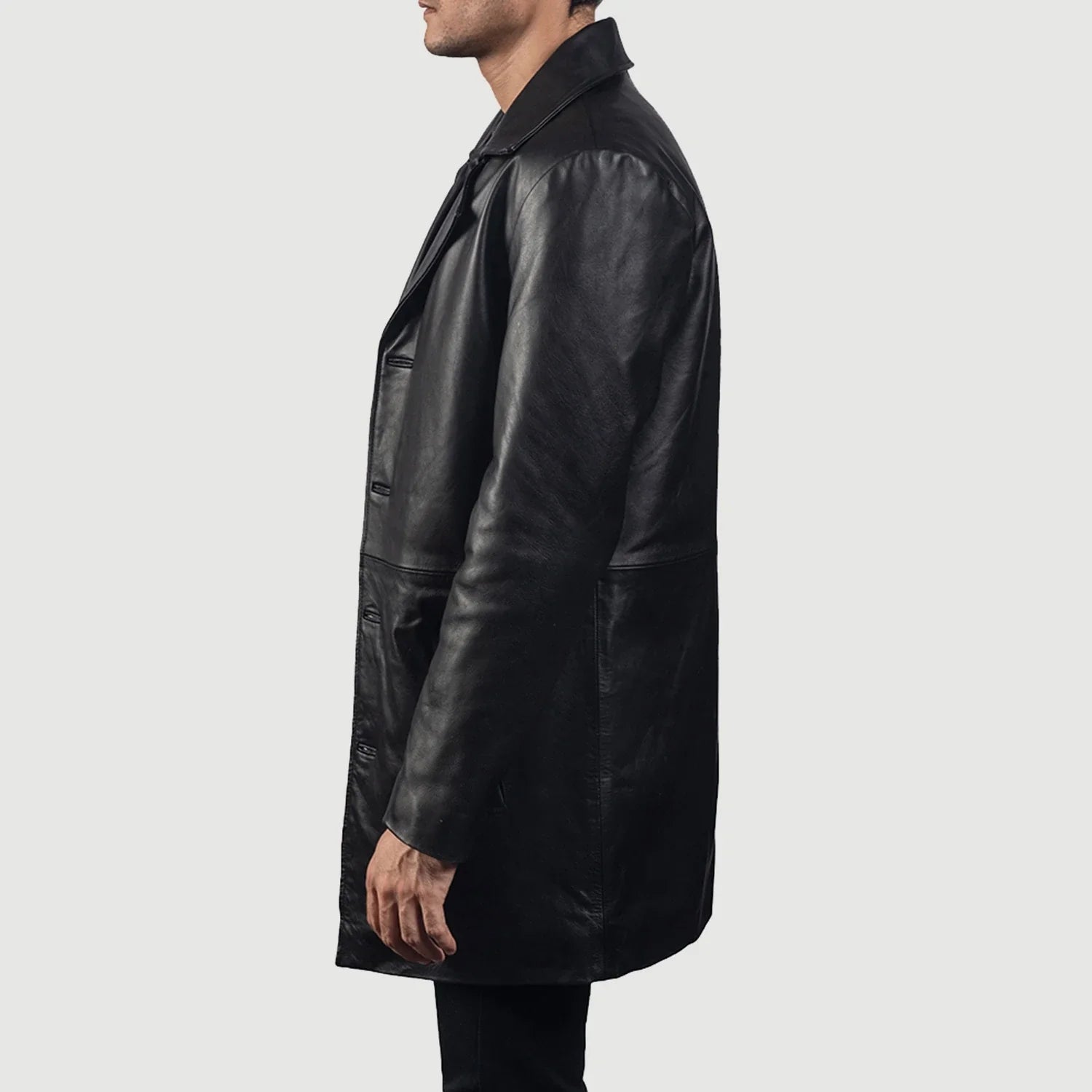 Smith Black Leather Coat
