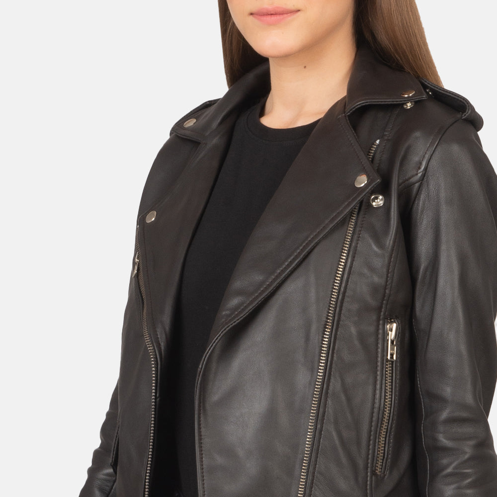 Ilia Brown Leather Biker Jacket
