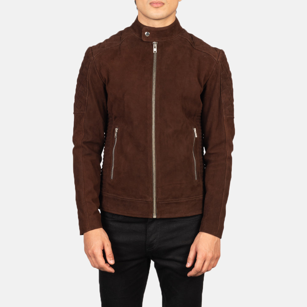 Alex Quilted Brown Suede Biker Jacket