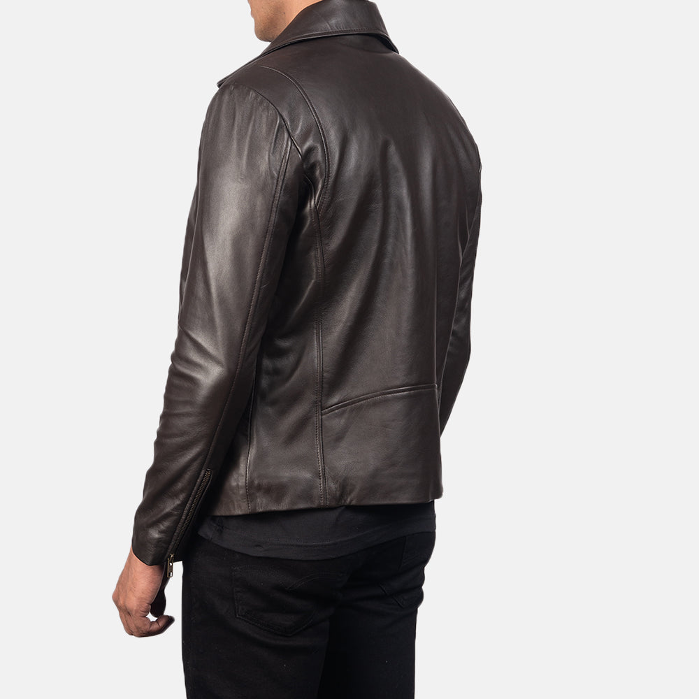 Nortin Brown Leather Biker Jacket for men
