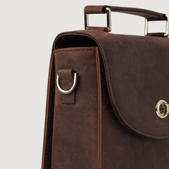 Vintage Distressed Brown Leather Saddle Bag