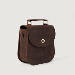 Vintage Distressed Brown Leather Saddle Bag