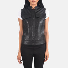 Lily Moto Black Leather Vest