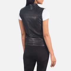 Lily Moto Black Leather Vest