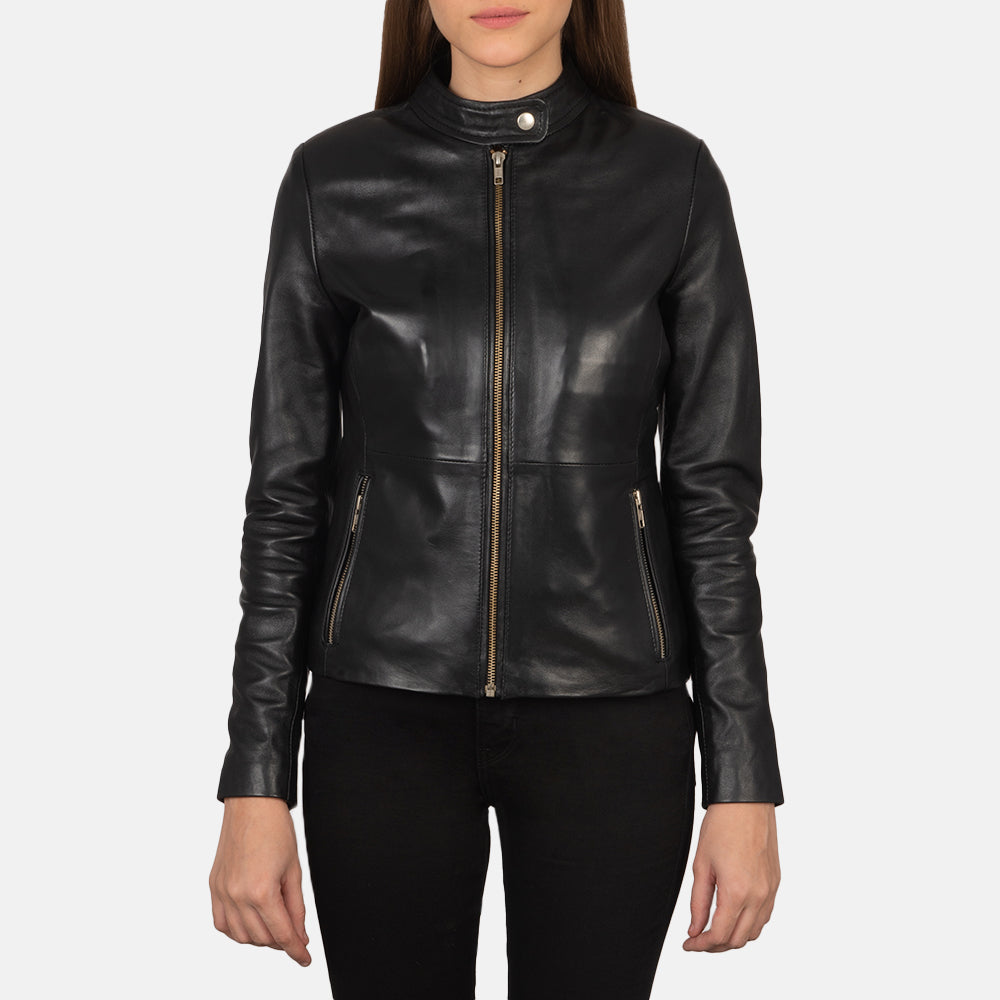 Womens Black Leather Biker Jacket