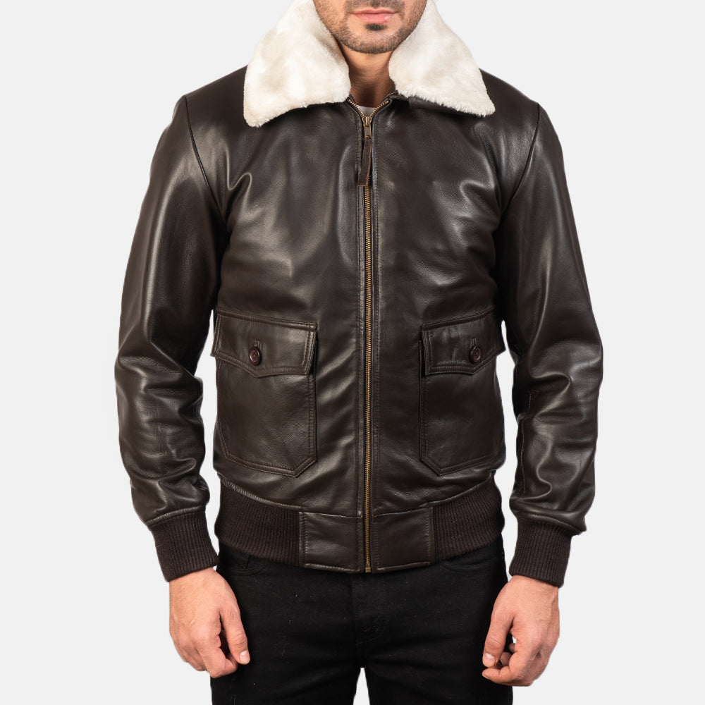 William G-1 Brown Leather Bomber Jacket