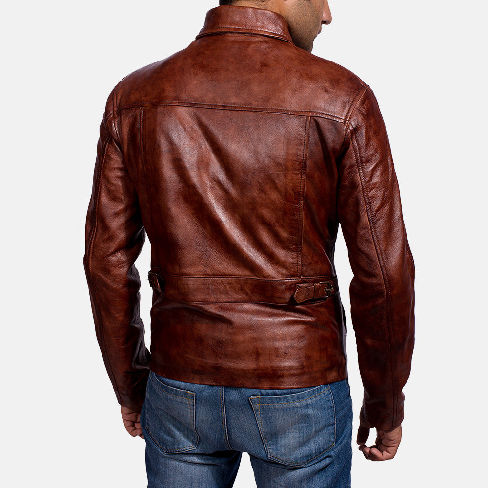 Mens Abstract Maroon sheepskin Leather Jacket