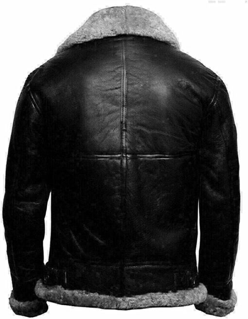 RAF Aviator B3 Bomber Black Fur Pilot Leather Jacket For men