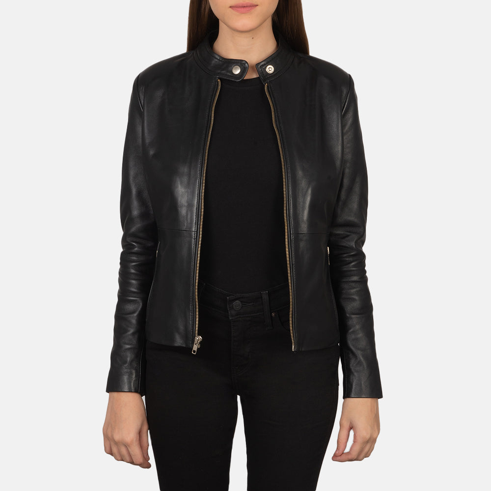 Womens Black Leather Biker Jacket