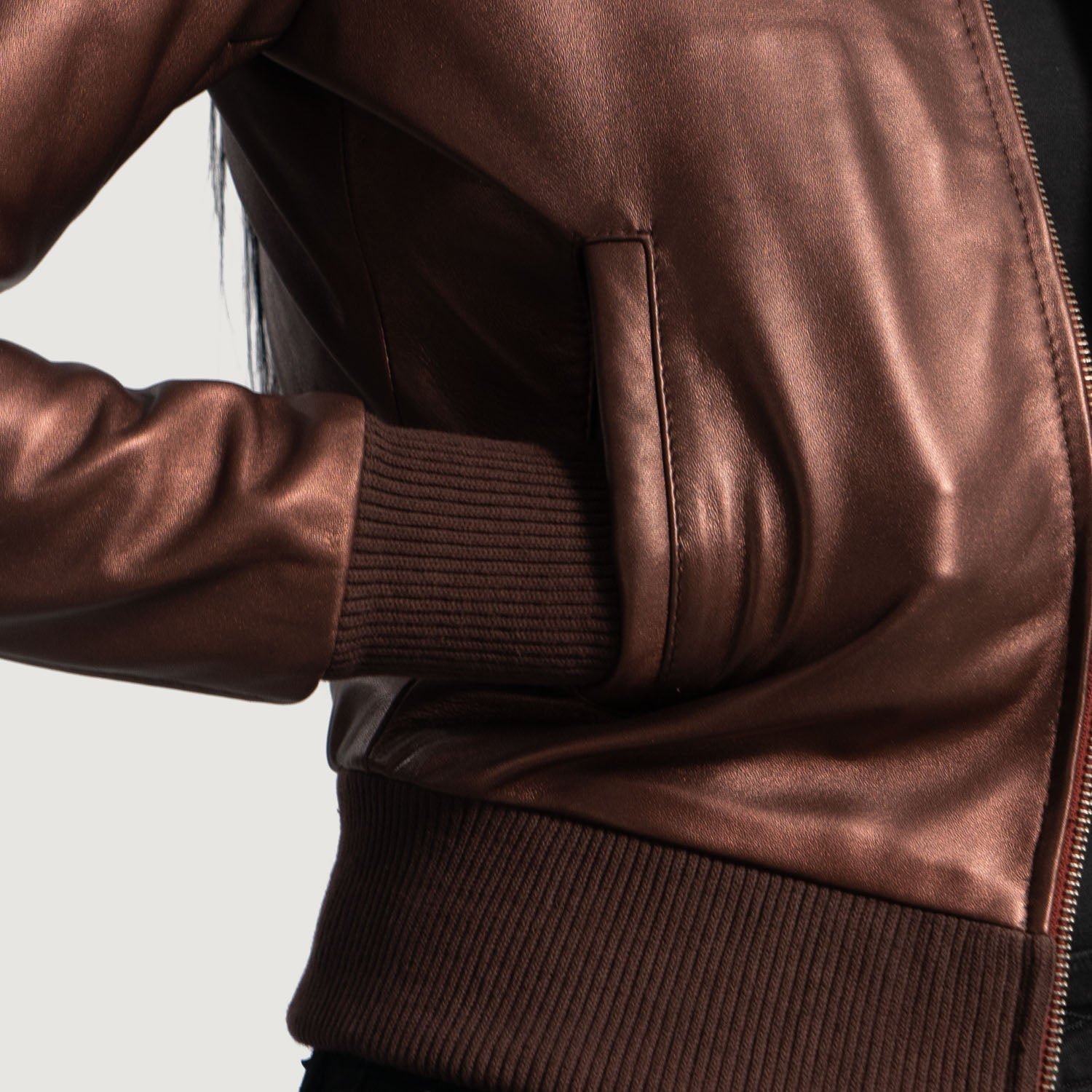 Maroon Leather Bomber women Jacket