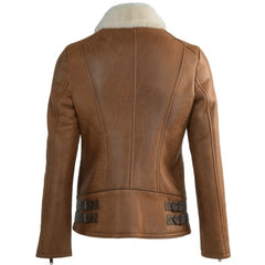 Womens B-3 Aviator Brown Shearling Jacket
