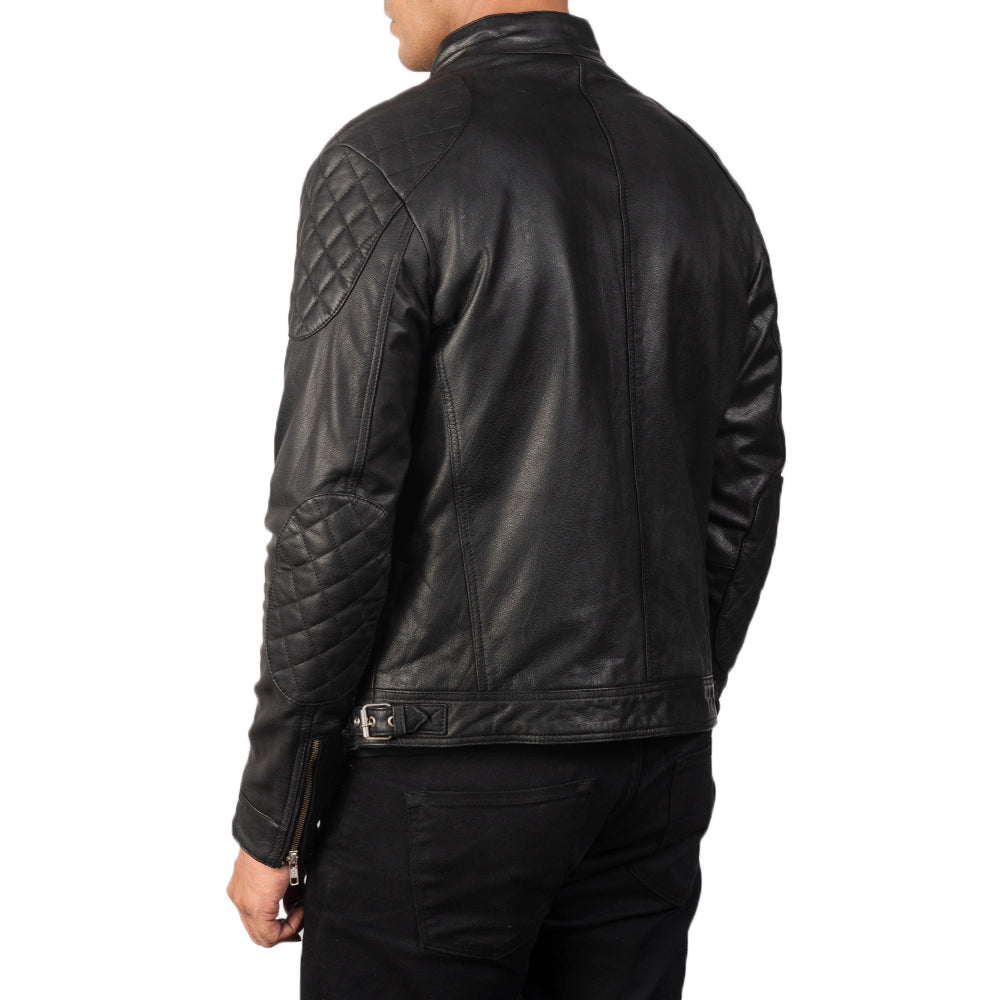 Mens Black Leather Biker Jacket