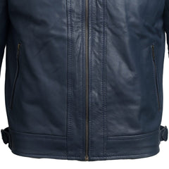 Men’s Blue Leather Jacket – Classic and Timeless.