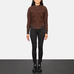 Monica Mocha Suede Bomber Jacket