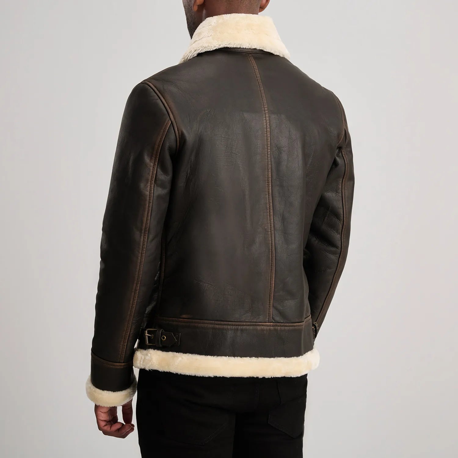 Norton  B3 Brown & Cream Leather Bomber Jacket for men