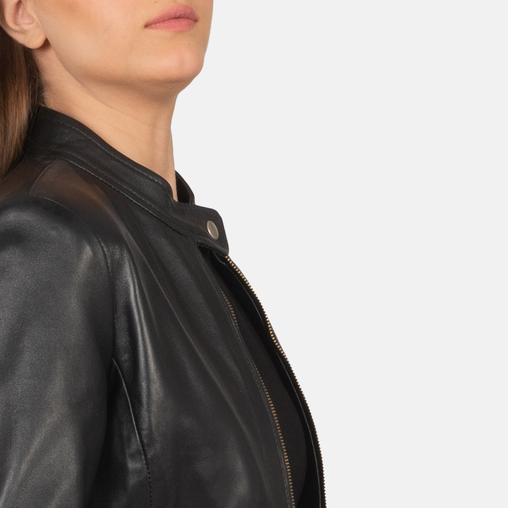Womens Black Leather Biker Jacket