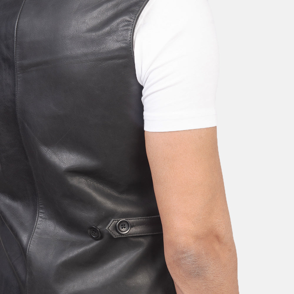 Mens Black Leather Vest