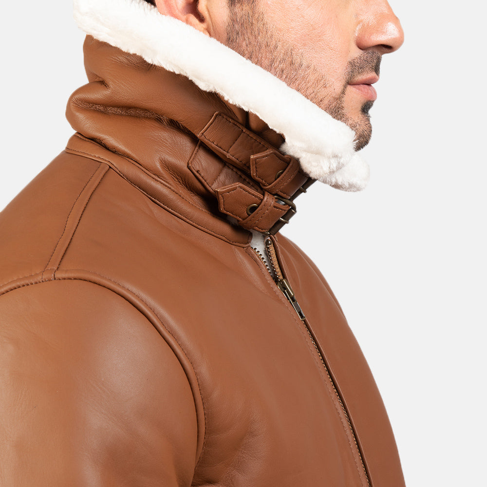 B3 Brown Leather Bomber Jacket for men