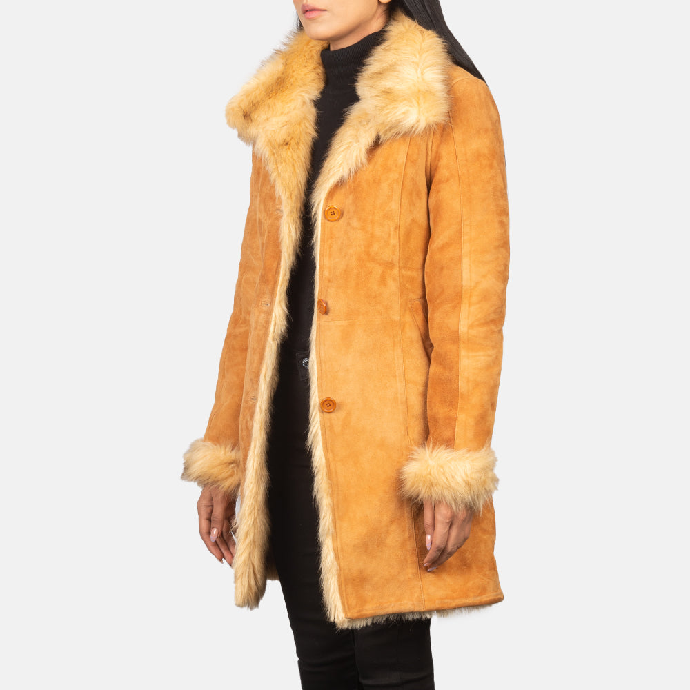 Noris Shearling Beige Leather Coat for women