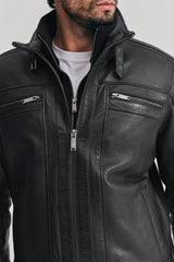 Razer real sheepskin biker leather jacket