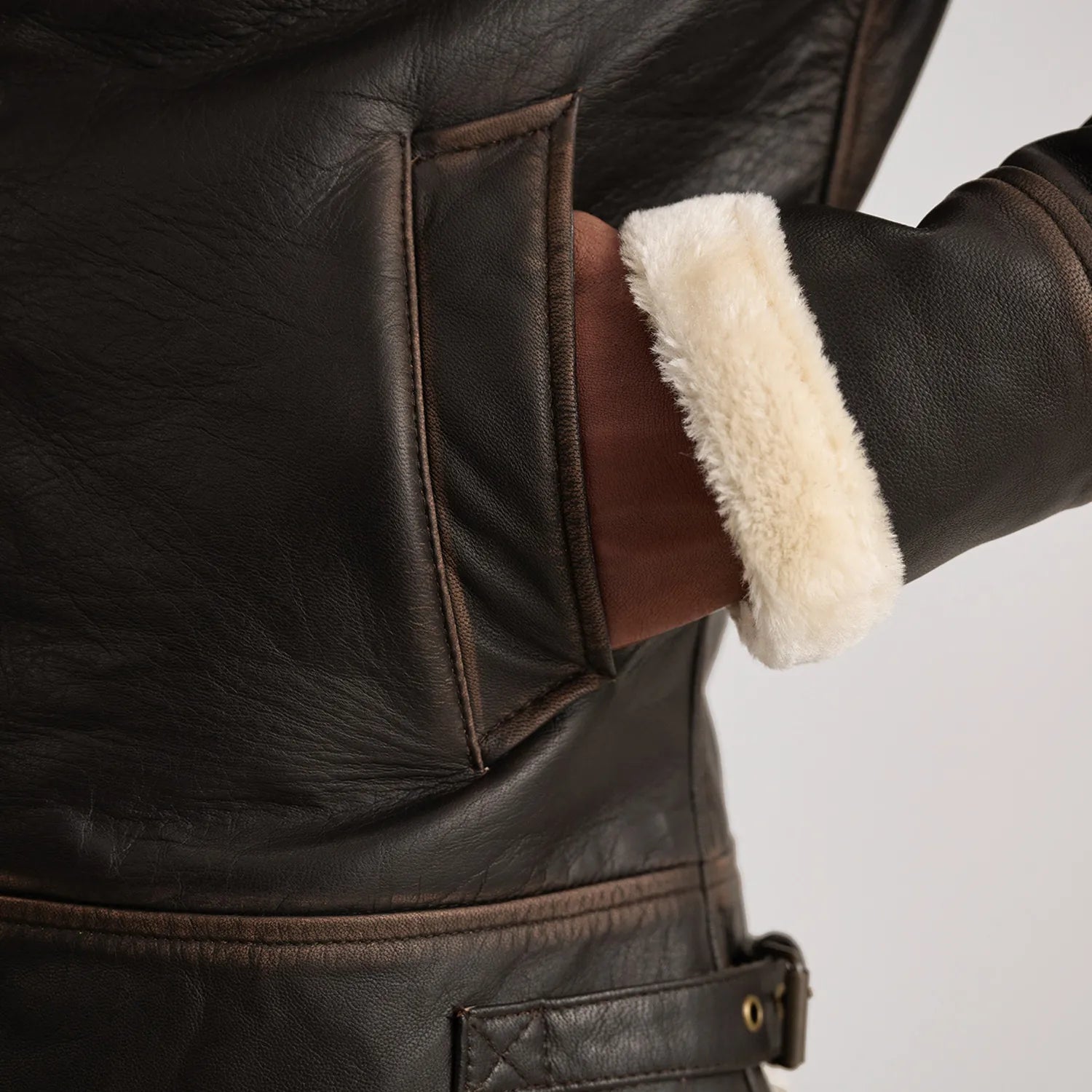 Norton  B3 Brown & Cream Leather Bomber Jacket for men