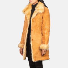 Noris Shearling Beige Leather Coat for women
