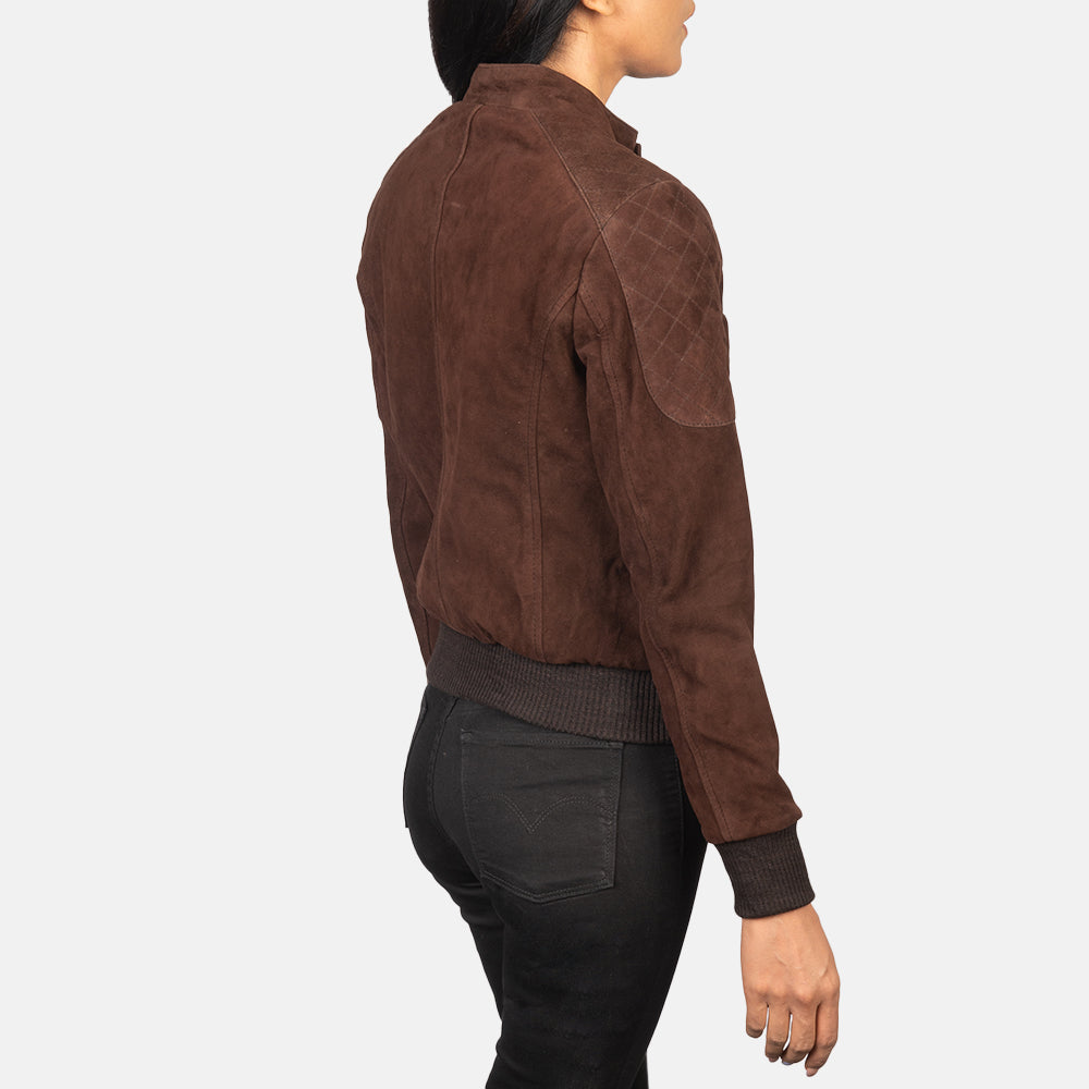 Monica Mocha Suede Bomber Jacket