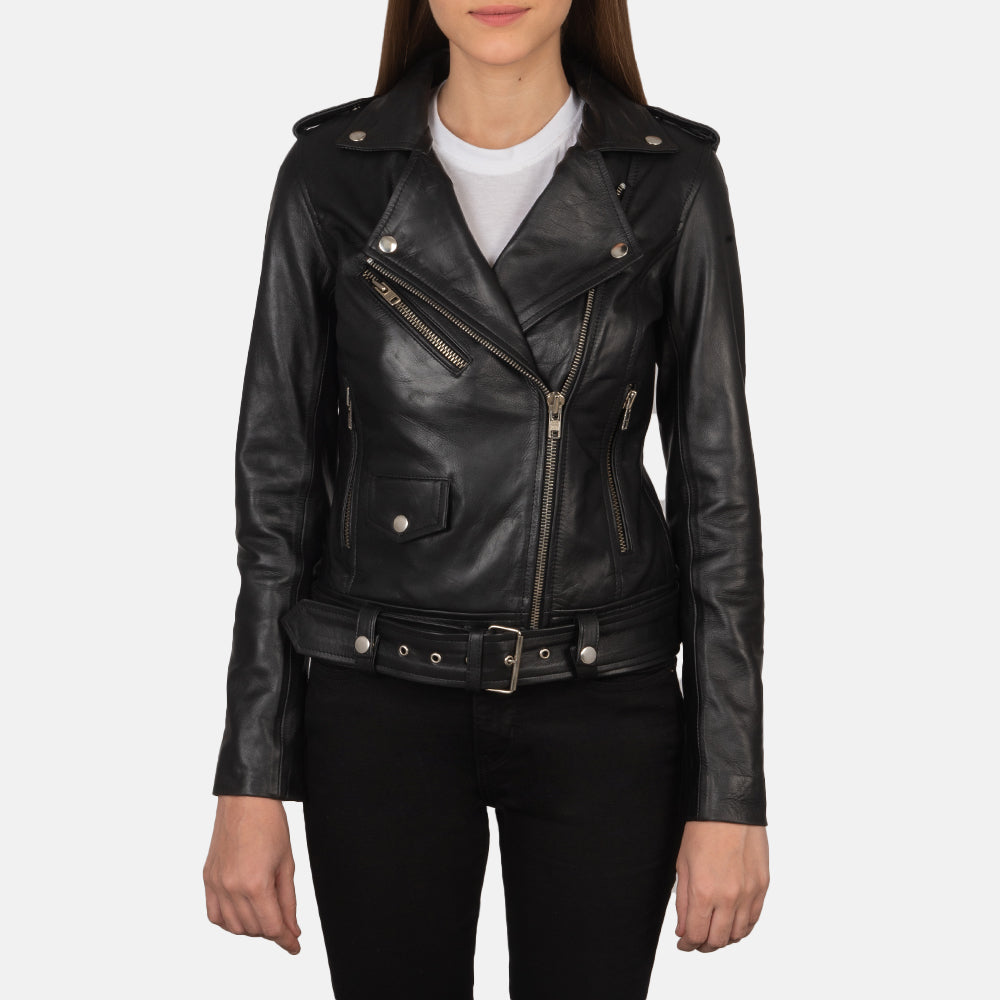 Ilia real sheepskin Leather Biker Jacket/Cafe racer jacket