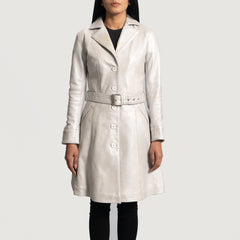 Women Silver Leather Coat Jacket
