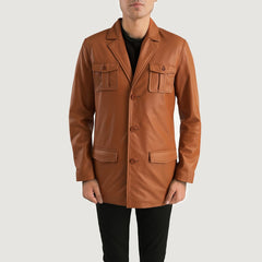 Mens Brown Leather Blazer Jacket
