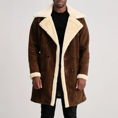 Brown Suede Leather Coat Jacket