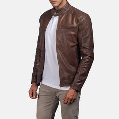 John Brown Leather Biker Jacket for men