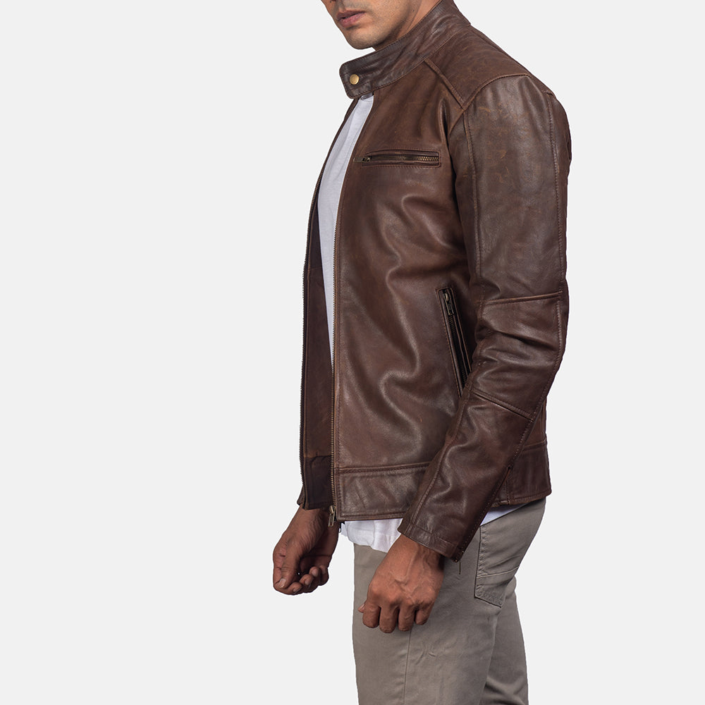 John Brown Leather Biker Jacket for men