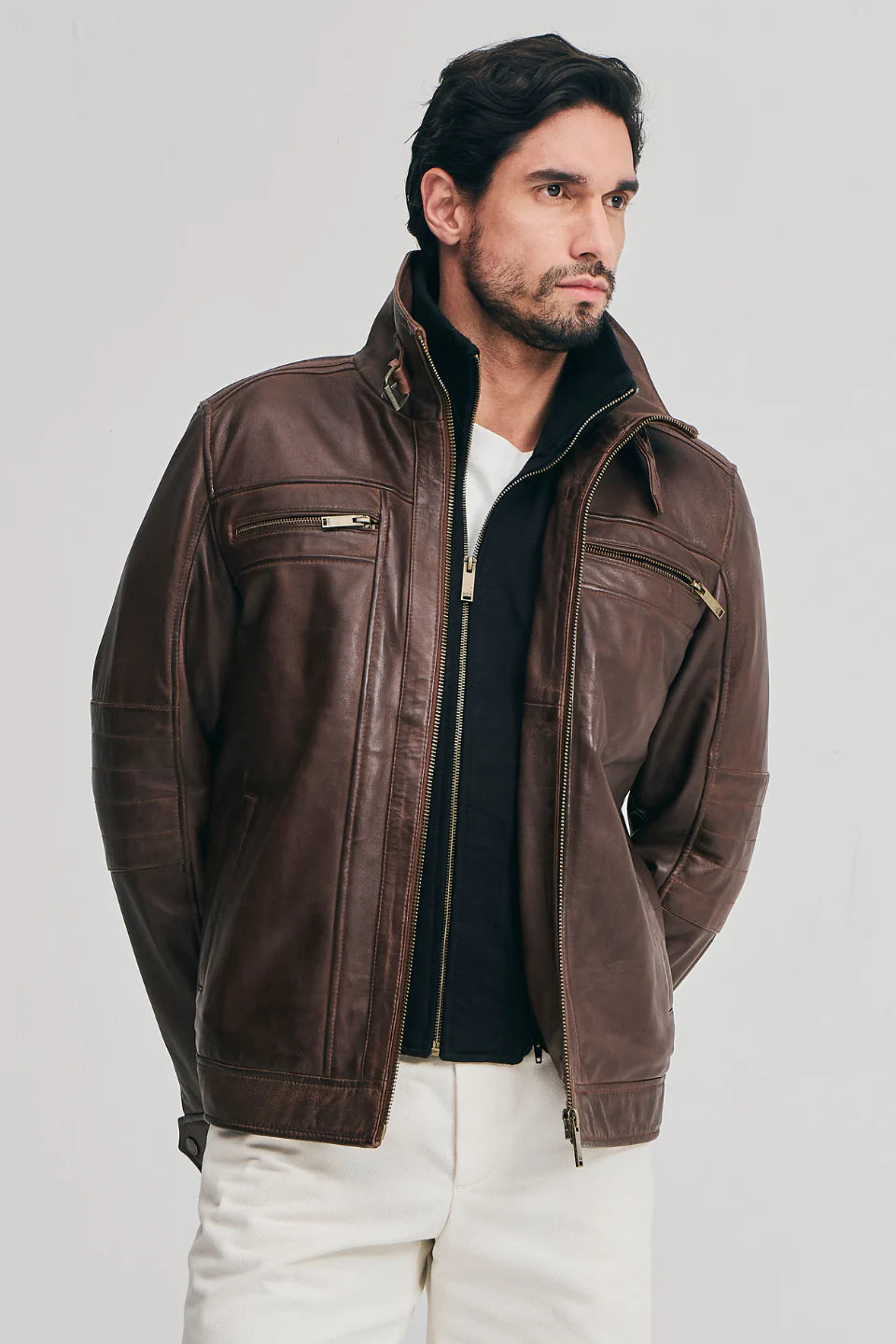 Real sheepskin biker leather Jacket
