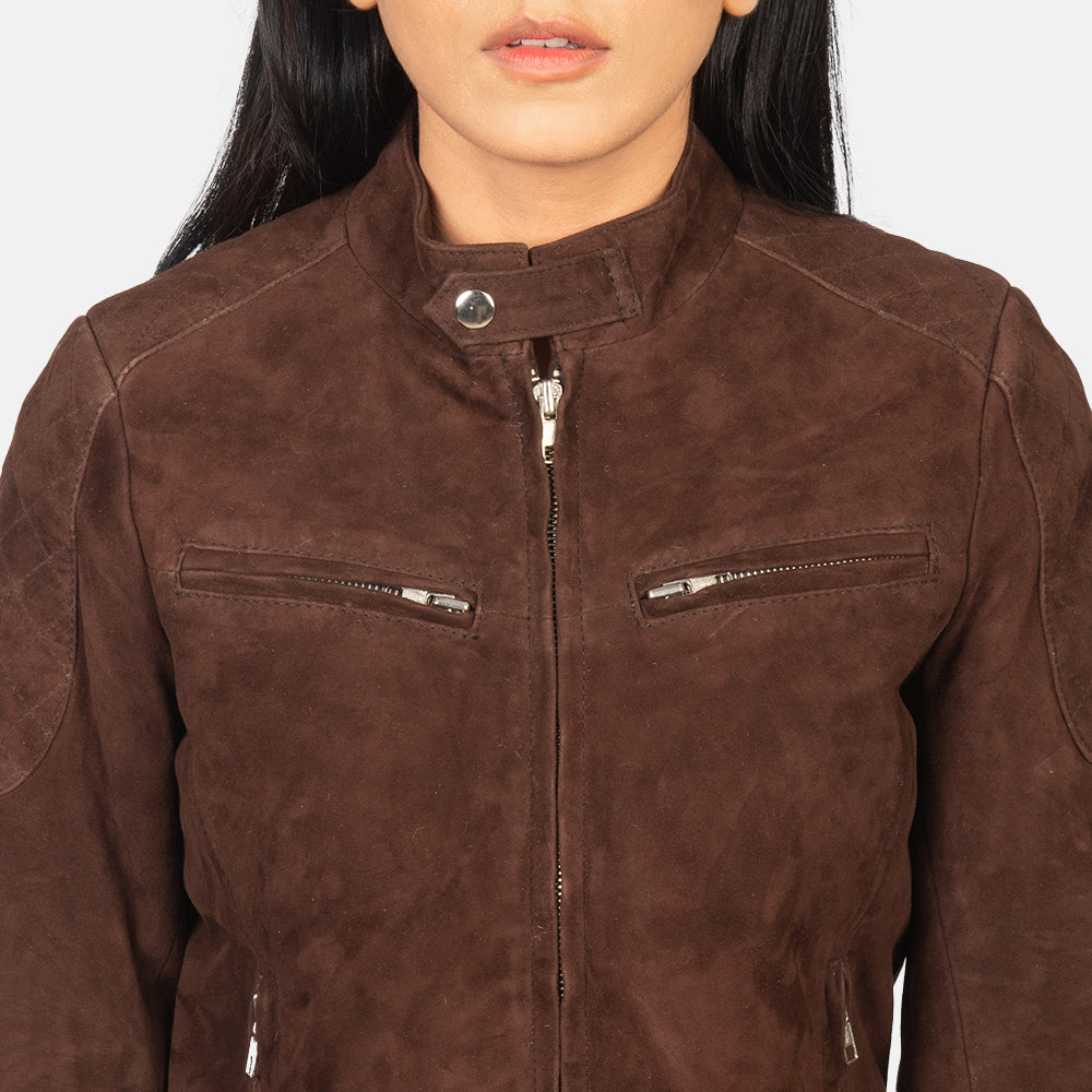 Monica Mocha Suede Bomber Jacket