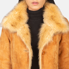 Noris Shearling Beige Leather Coat for women