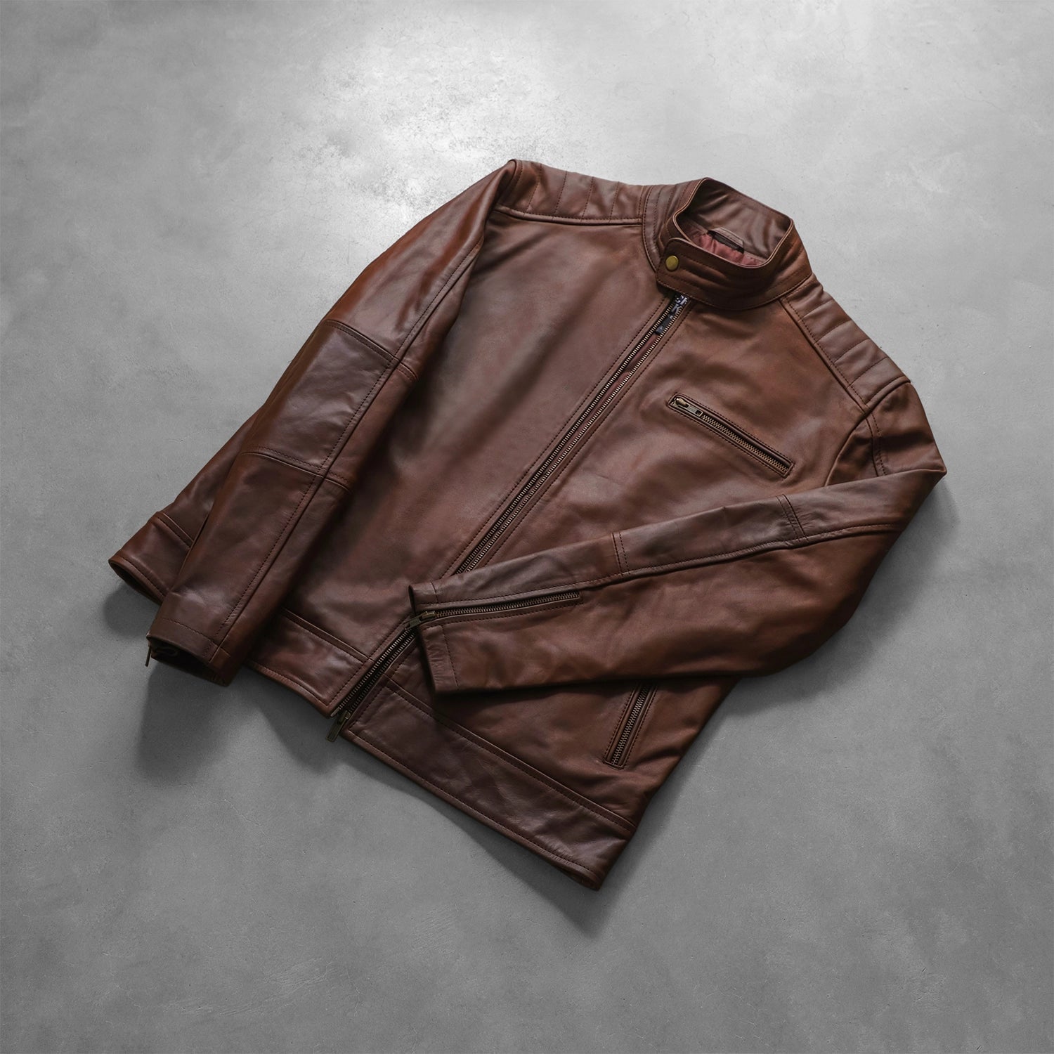 John Brown Leather Biker Jacket for men