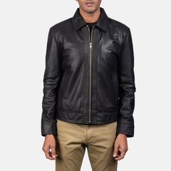 Men's Black real sheepskin Leather Biker Jacket