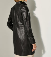 Women's Genuine Leather Long Coat - Leather Trench for Girls
