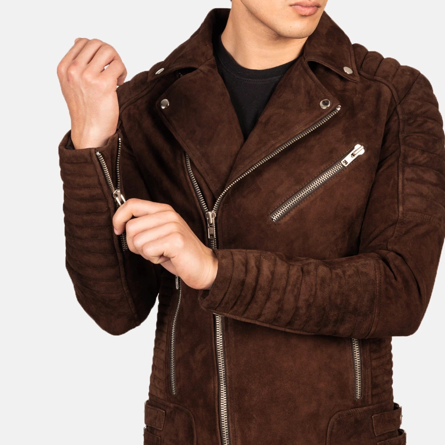 Arman Mocha Suede Biker Jacket