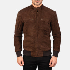 Mens Mocha Suede Bomber Jacket