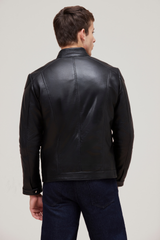 James Black Genuine Leather Jacket with Zip Pockets | Modern Classic Style