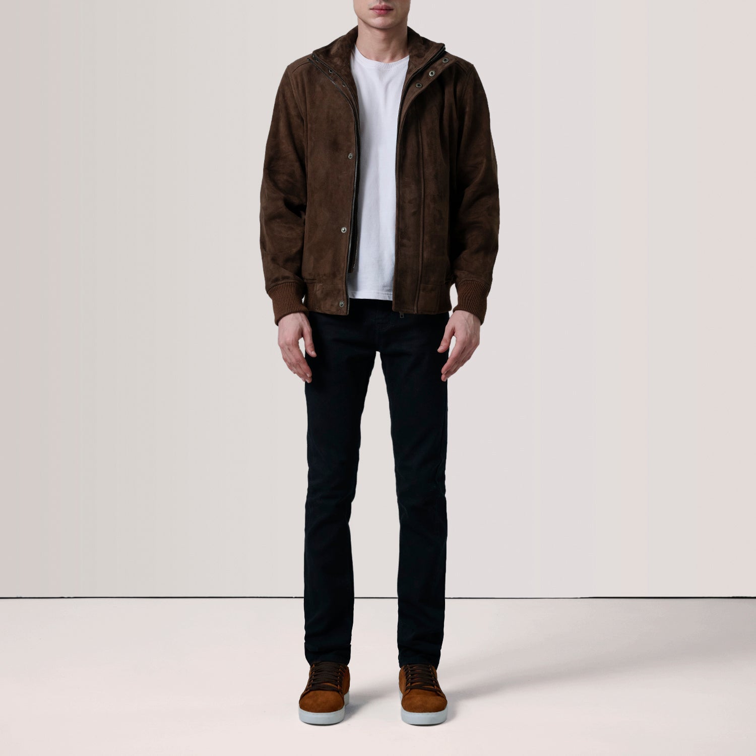 Lester Brown Suede Bomber Jacket for men